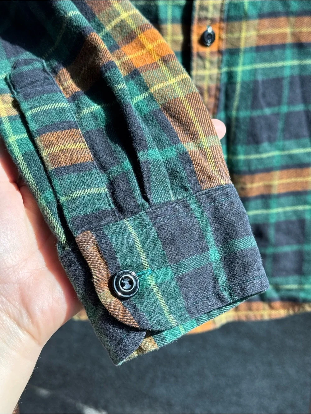 J.Crew Mid-Weight Flannel Plaid Shirt Men’s M Slim Fit Green Orange Cotton